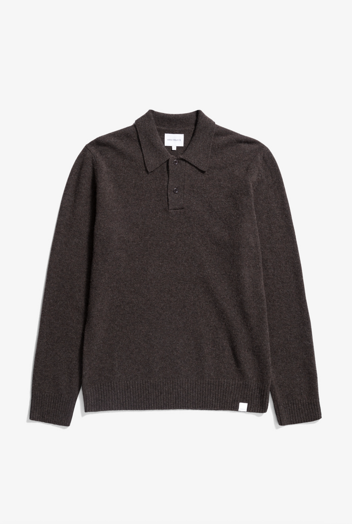 Norse Projects Standard Merino Lambswool Polo - Heathland Brown