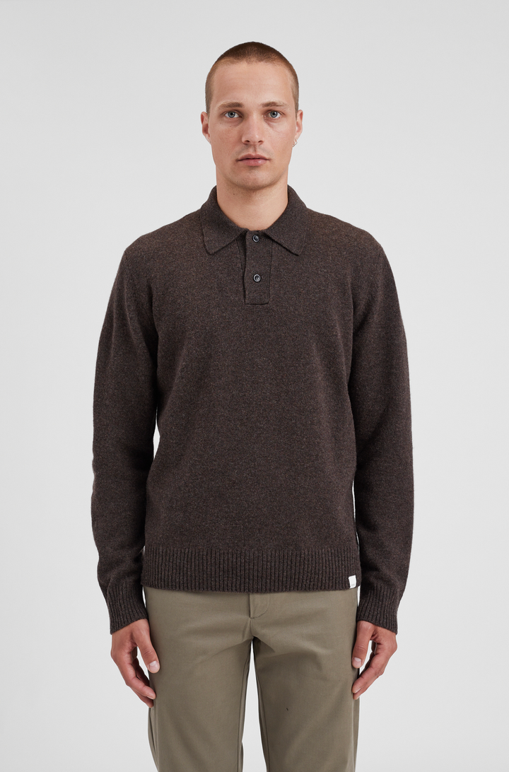 Norse Projects Standard Merino Lambswool Polo - Heathland Brown
