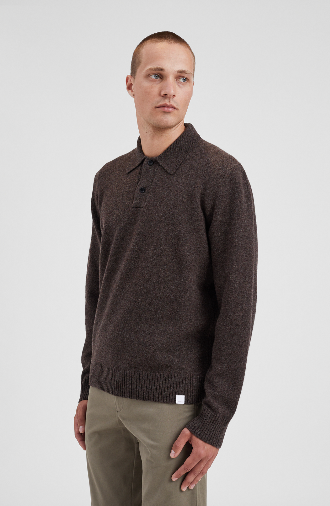 Norse Projects Standard Merino Lambswool Polo - Heathland Brown