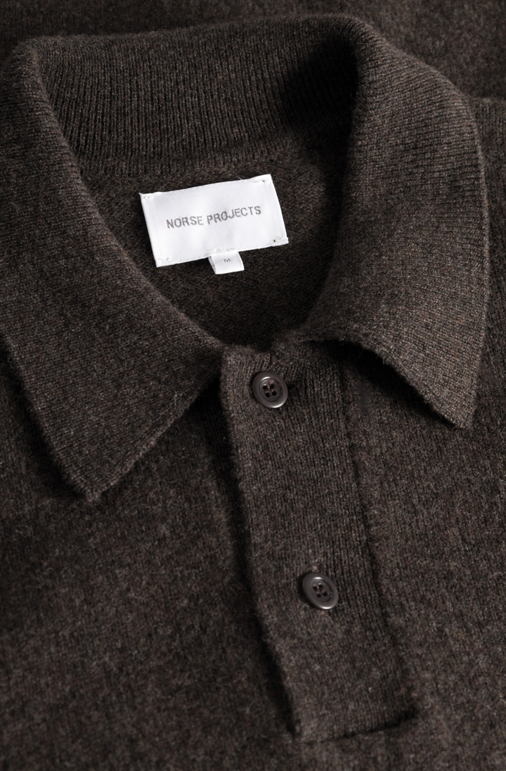 Norse Projects Standard Merino Lambswool Polo - Heathland Brown