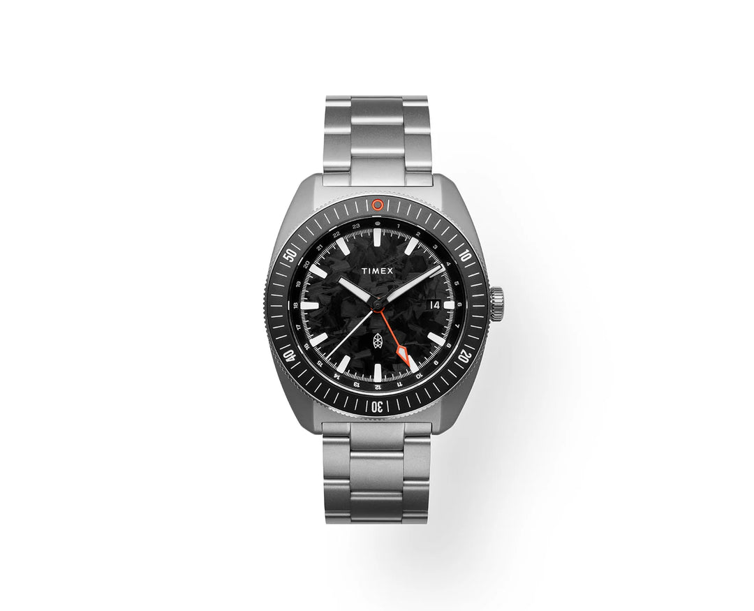 The James Brand × Timex Automatic GMT - Stainless + Forged Carbon