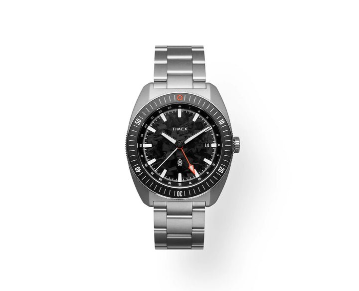 The James Brand × Timex Automatic GMT - Stainless + Forged Carbon