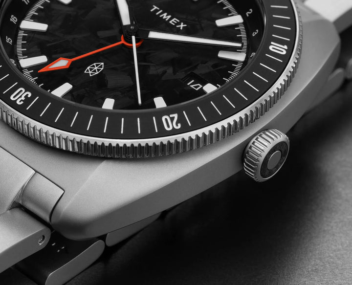 The James Brand × Timex Automatic GMT - Stainless + Forged Carbon