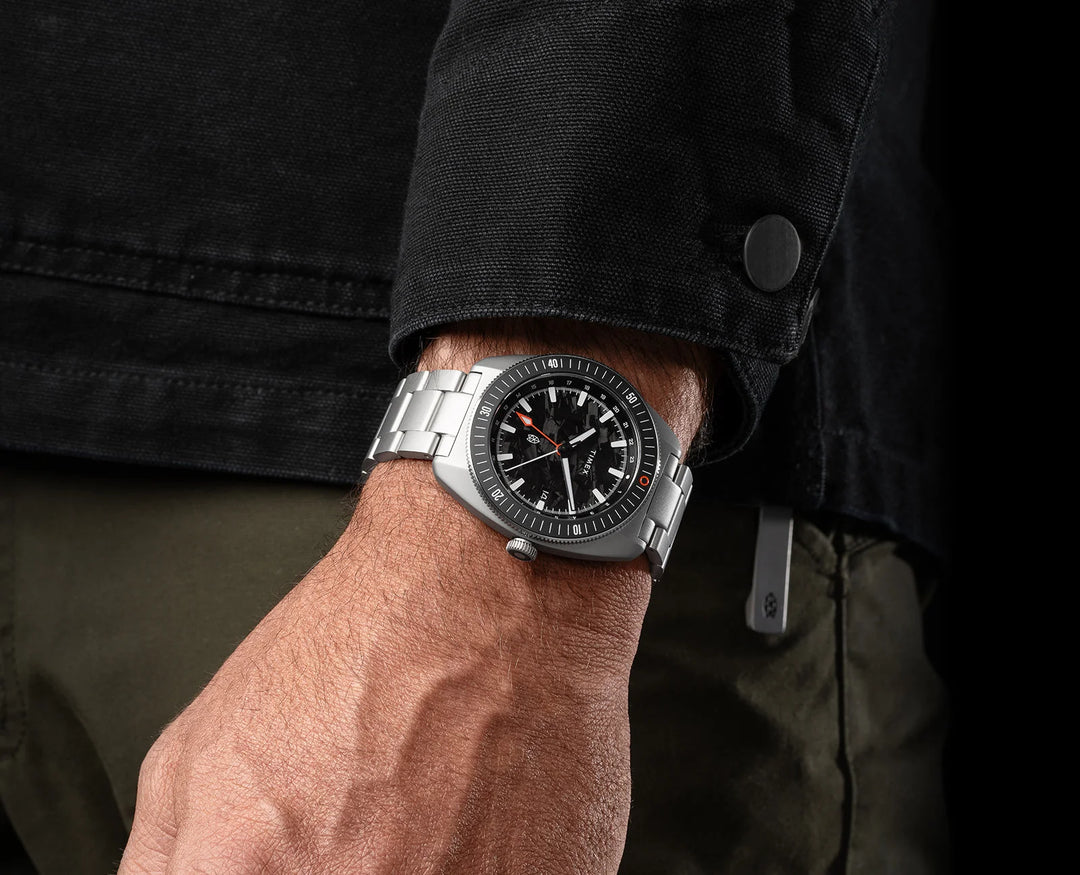 The James Brand × Timex Automatic GMT - Stainless + Forged Carbon