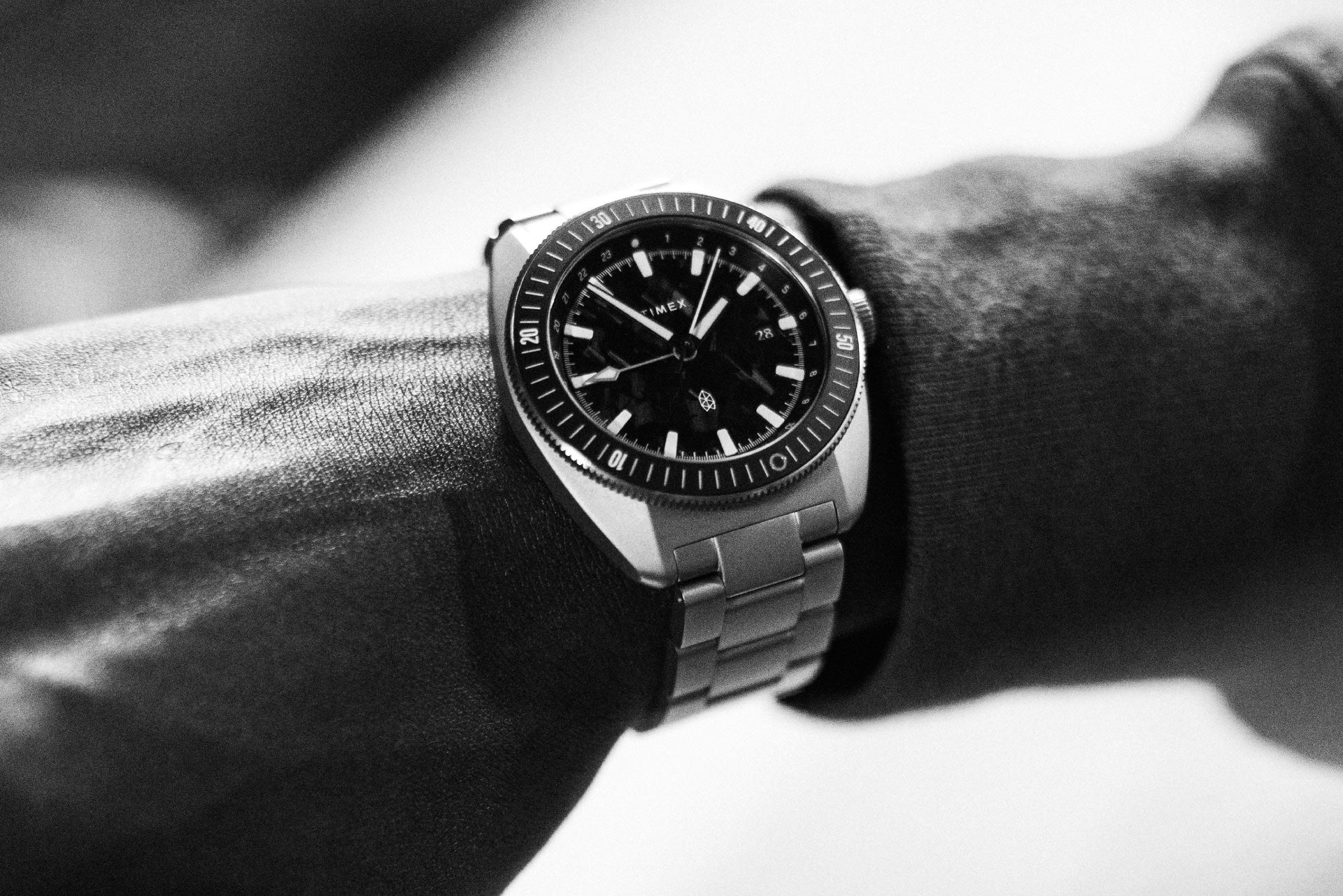 The James Brand × Timex Automatic GMT - Stainless + Forged Carbon