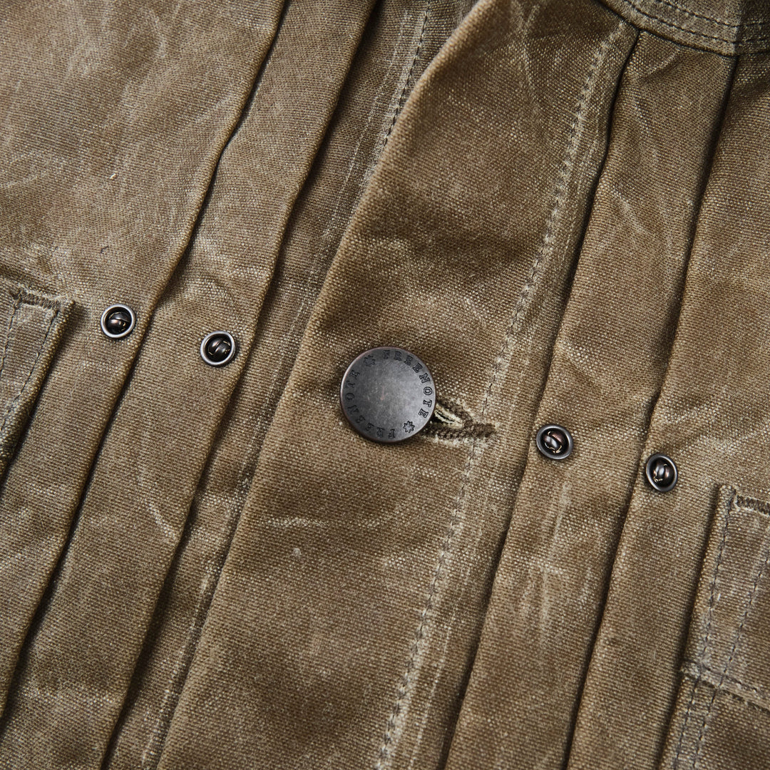 Freenote Cloth Riders Jacket Waxed Canvas - Tobacco Brown Interior