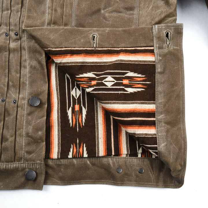 Freenote Cloth Riders Jacket Waxed Canvas - Tobacco Brown Interior
