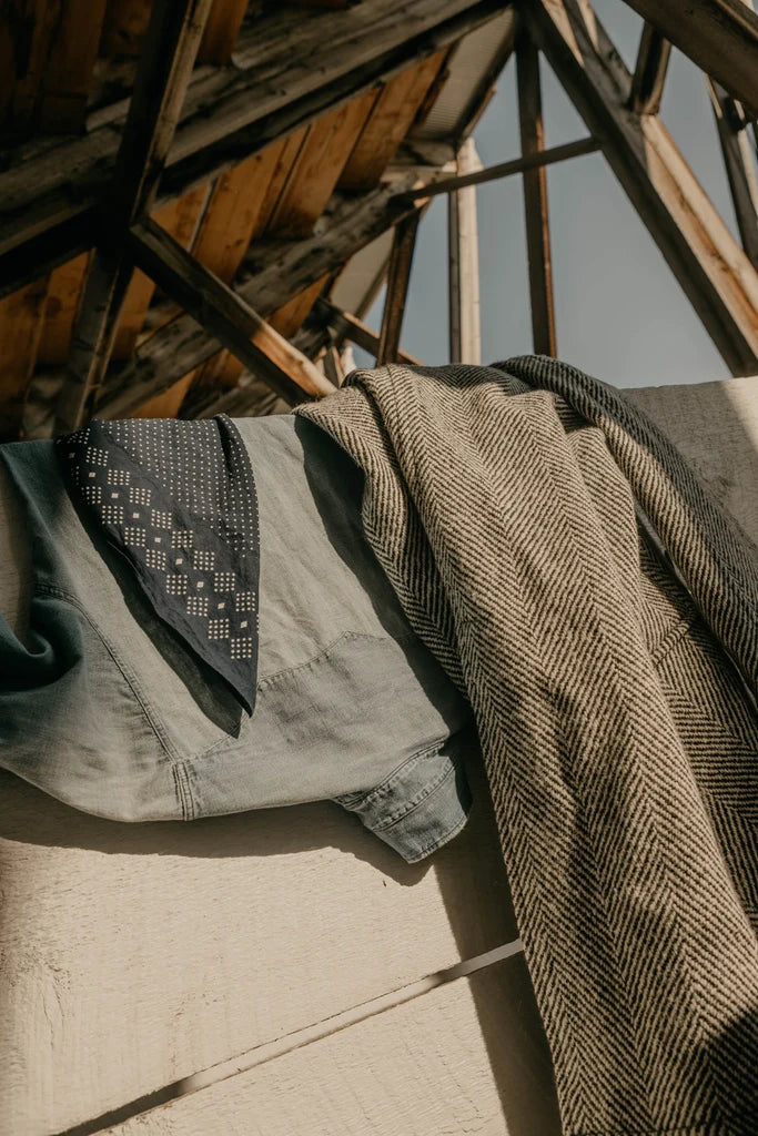 Wythe Indigo Discharge Selvedge Bandana - Indigo