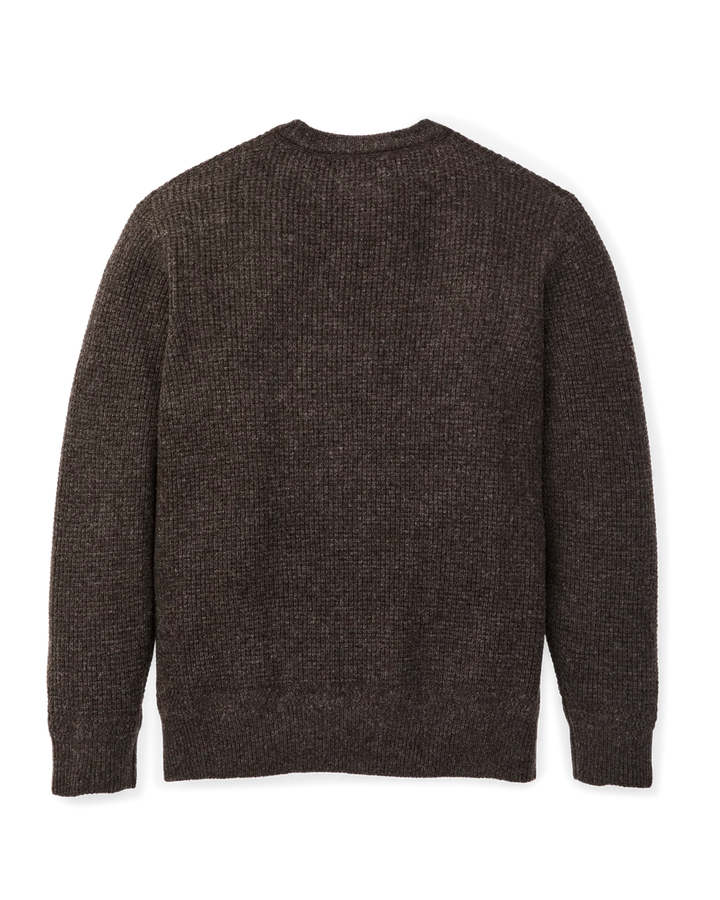 Filson Waffle Knit Merino Wool Sweater - Dark Brown Heather