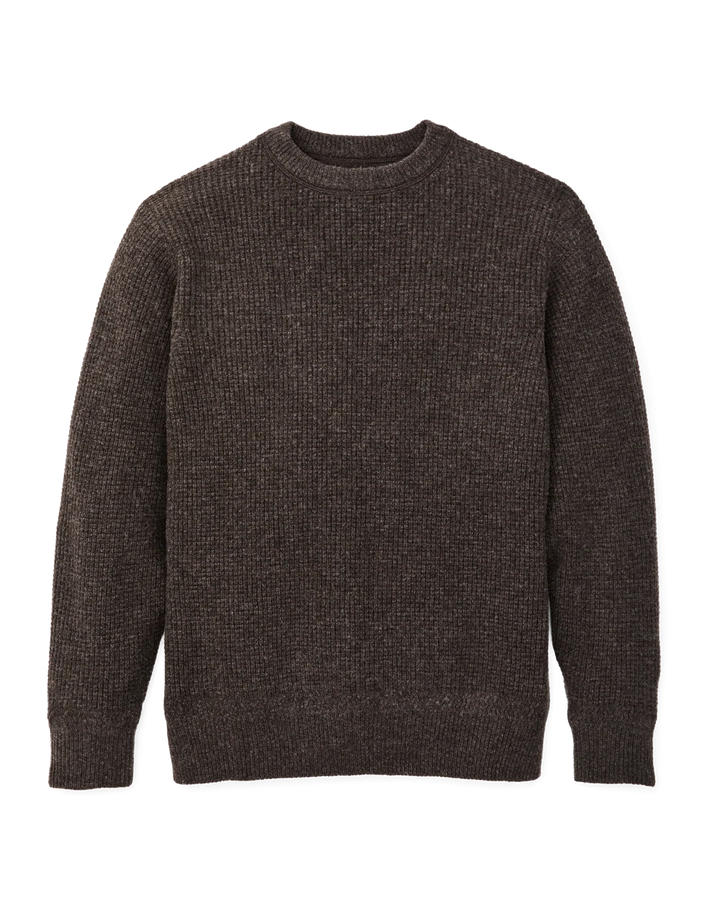 Filson Waffle Knit Merino Wool Sweater - Dark Brown Heather