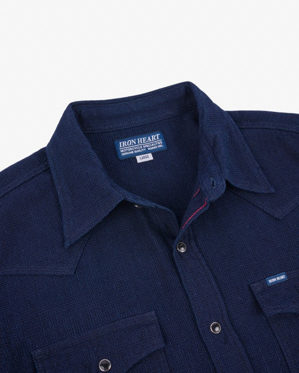 Iron Heart - 5oz Selvedge Dobby Cloth Western Shirt - Indigo IHSH-413-IND