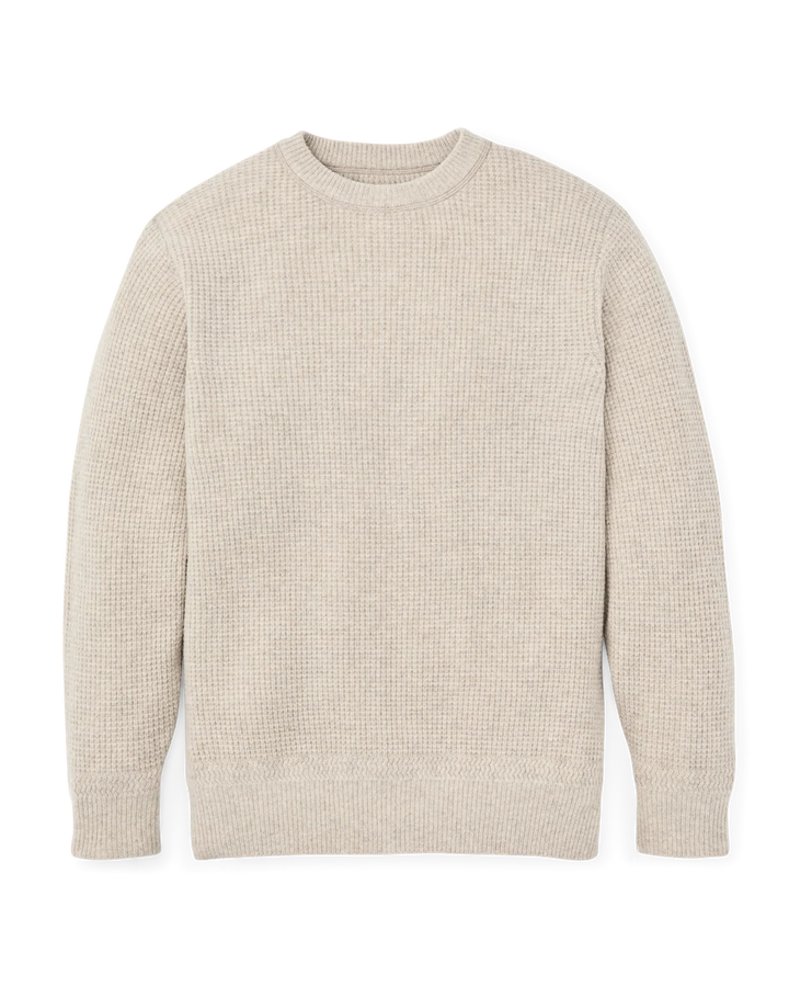 Filson Waffle Knit Merino Wool Sweater - Heather Natural