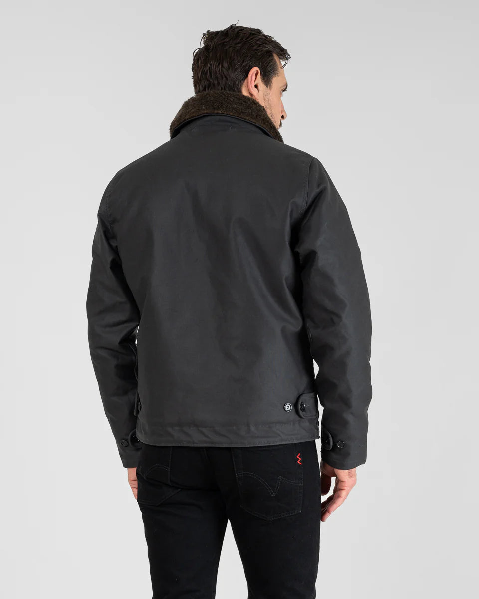 Iron Heart Oiled Whipcord N1 Deck Jacket - Black