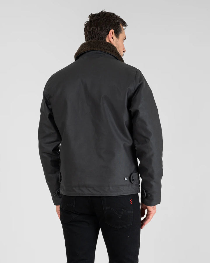 Iron Heart Oiled Whipcord N1 Deck Jacket - Black