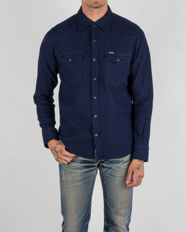 Iron Heart - 5oz Selvedge Dobby Cloth Western Shirt - Indigo IHSH-413-IND