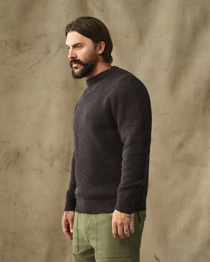Filson Waffle Knit Merino Wool Sweater - Dark Brown Heather