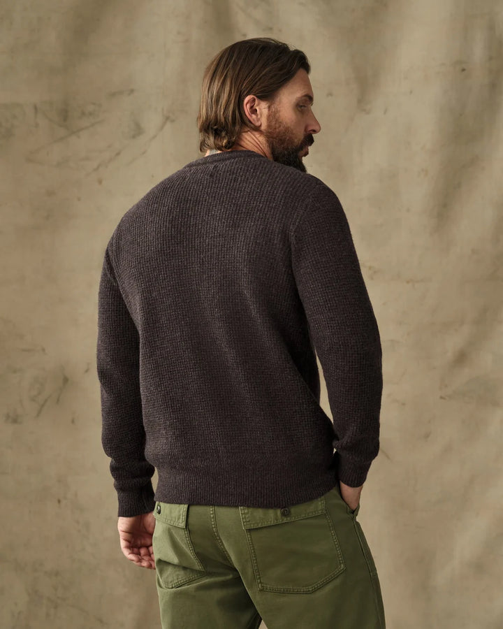 Filson Waffle Knit Merino Wool Sweater - Dark Brown Heather