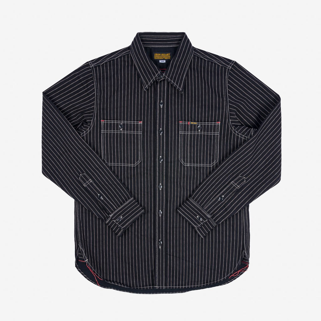 Iron Heart  12oz Wabash Work Shirt - Black With Black Buttons
