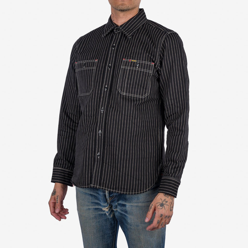 Iron Heart  12oz Wabash Work Shirt - Black With Black Buttons
