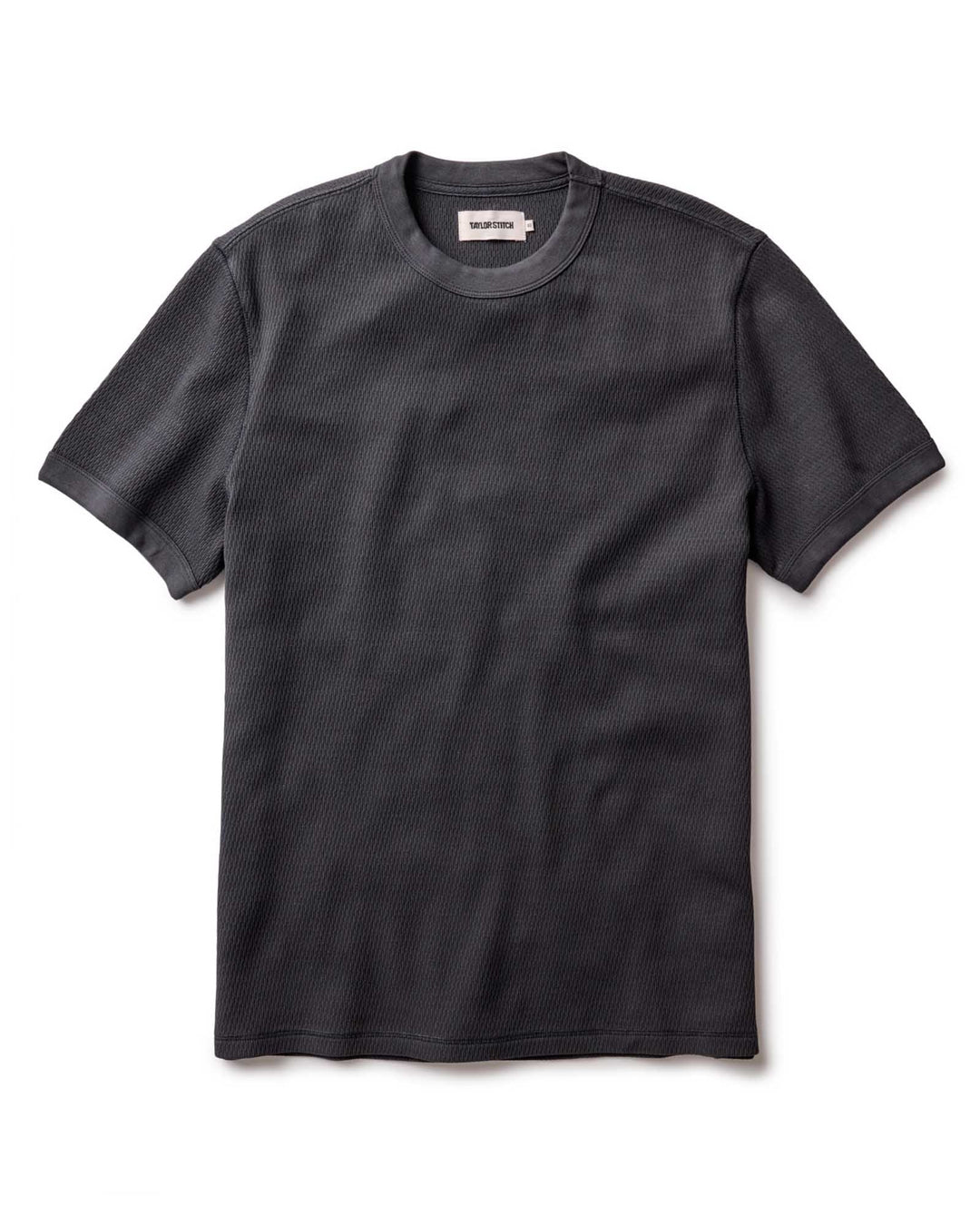 Taylor Stitch - The Organic Cotton Short Sleeve Crew in Faded Black Waffle