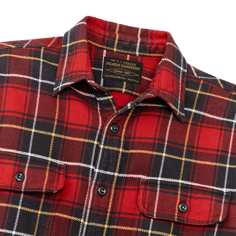 Filson Vintage Flannel Work Shirt - Red Charcoal Plaid