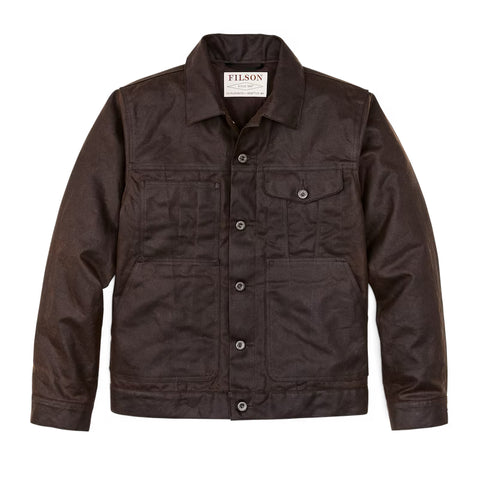 Filson Tin Cloth Short Lined Cruiser Jacket - Dark Brown