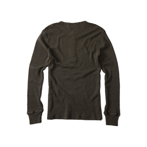 RRL Long-sleeve Textured Cotton Waffle Knit Henley - Faded Black Canvas