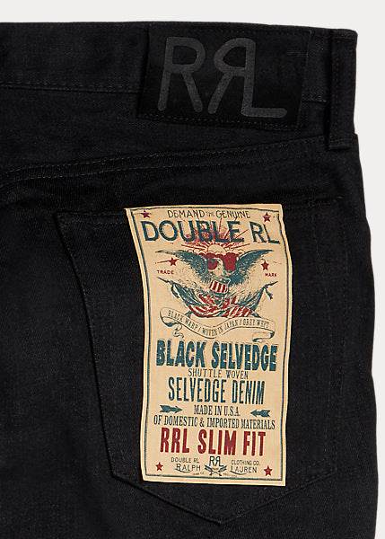 RRL Slim Fit Black Selvedge Jean
