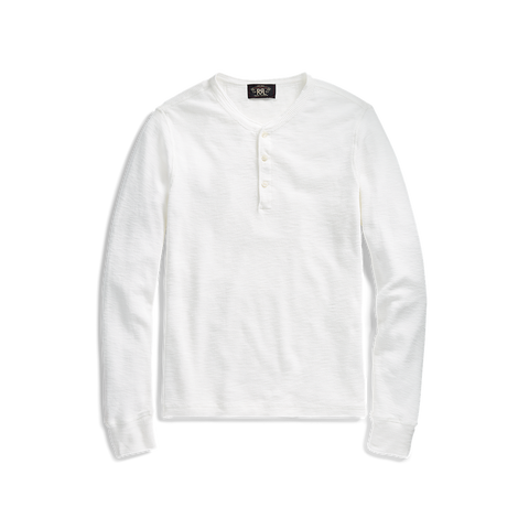 RRL Long-sleeve Textured Cotton Waffle Knit Henley - Paper White