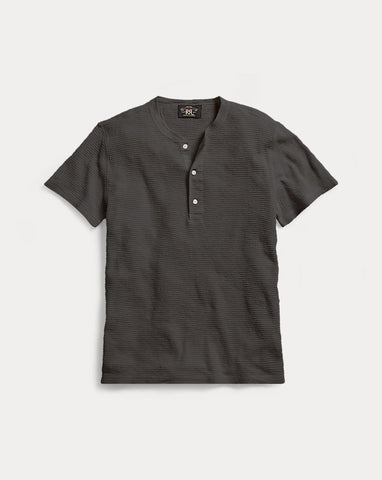 RRL Waffle-Knit Short-Sleeve Henley Shirt Faded Black