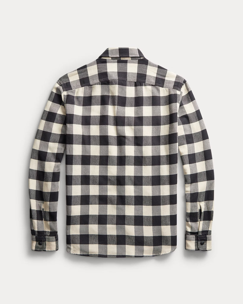 RRL Buffalo Check Twill Workshirt -  Black/Cream