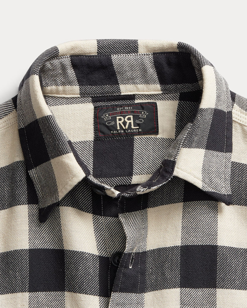 RRL Buffalo Check Twill Workshirt -  Black/Cream