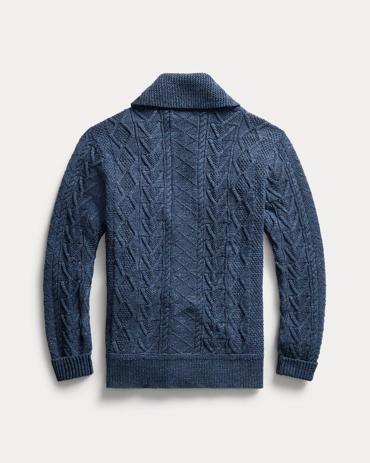 RRL Aran-Knit Cotton Cardigan - Navy Heather