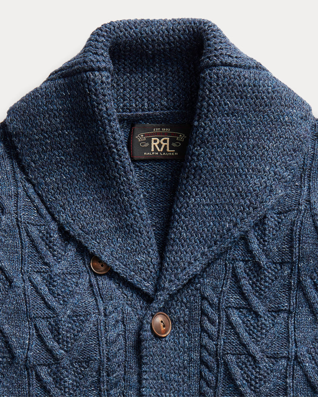 RRL Aran-Knit Cotton Cardigan - Navy Heather