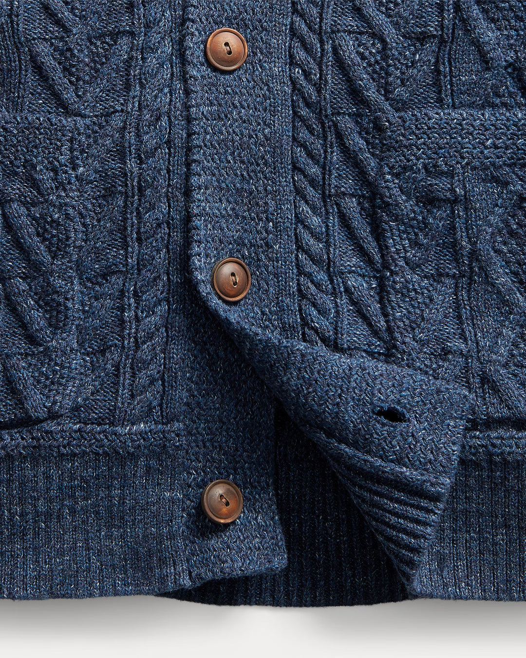 RRL Aran-Knit Cotton Cardigan - Navy Heather