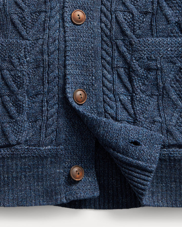RRL Aran-Knit Cotton Cardigan - Navy Heather