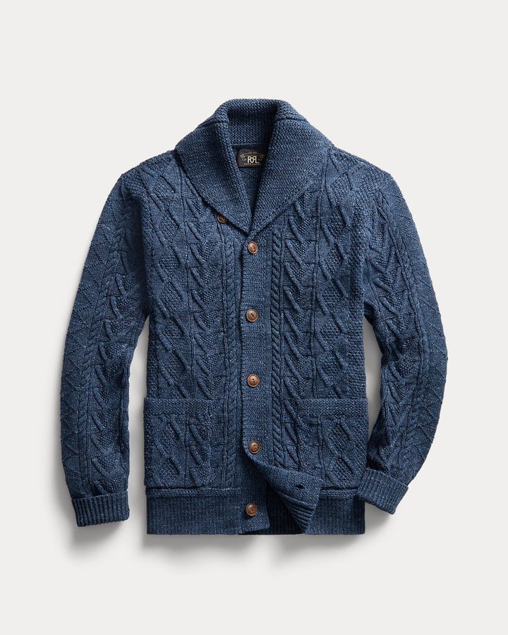 RRL Aran-Knit Cotton Cardigan - Navy Heather