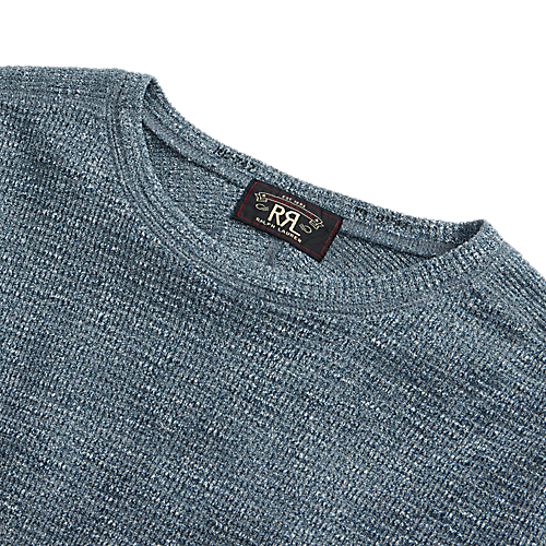 RRL Long-sleeve Textured Cotton Waffle Knit - Blue Heather