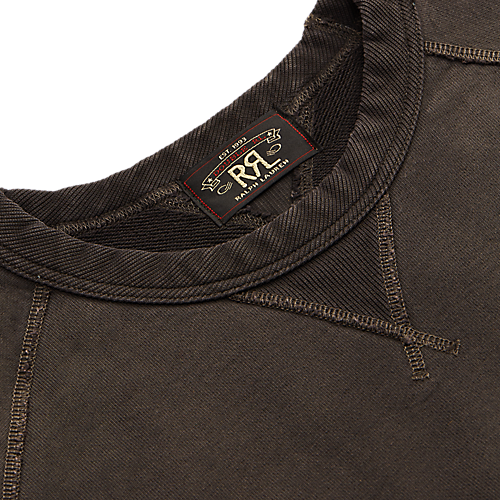 RRL Long-Sleeve Cotton French Terry Raglan Crewneck Black Indigo