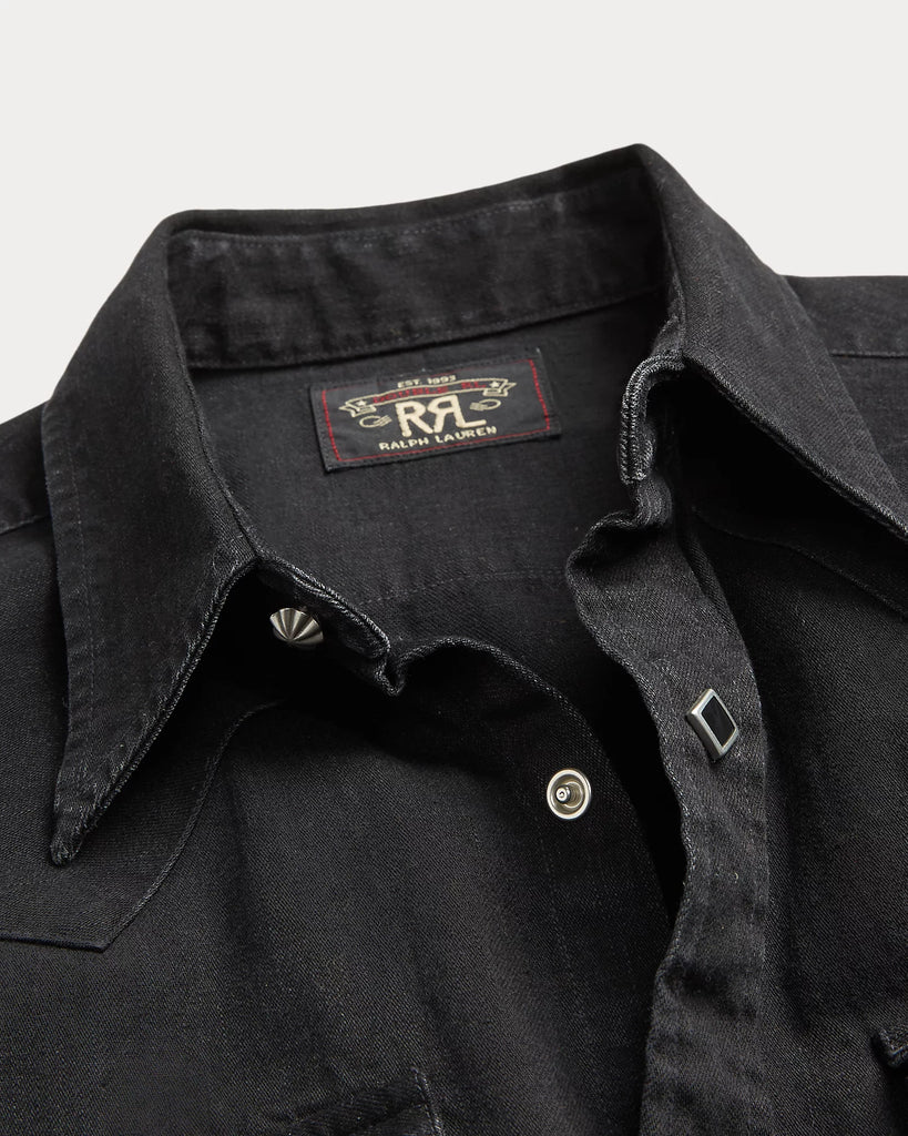 RRL Slim Fit Denim Western Shirt - Black