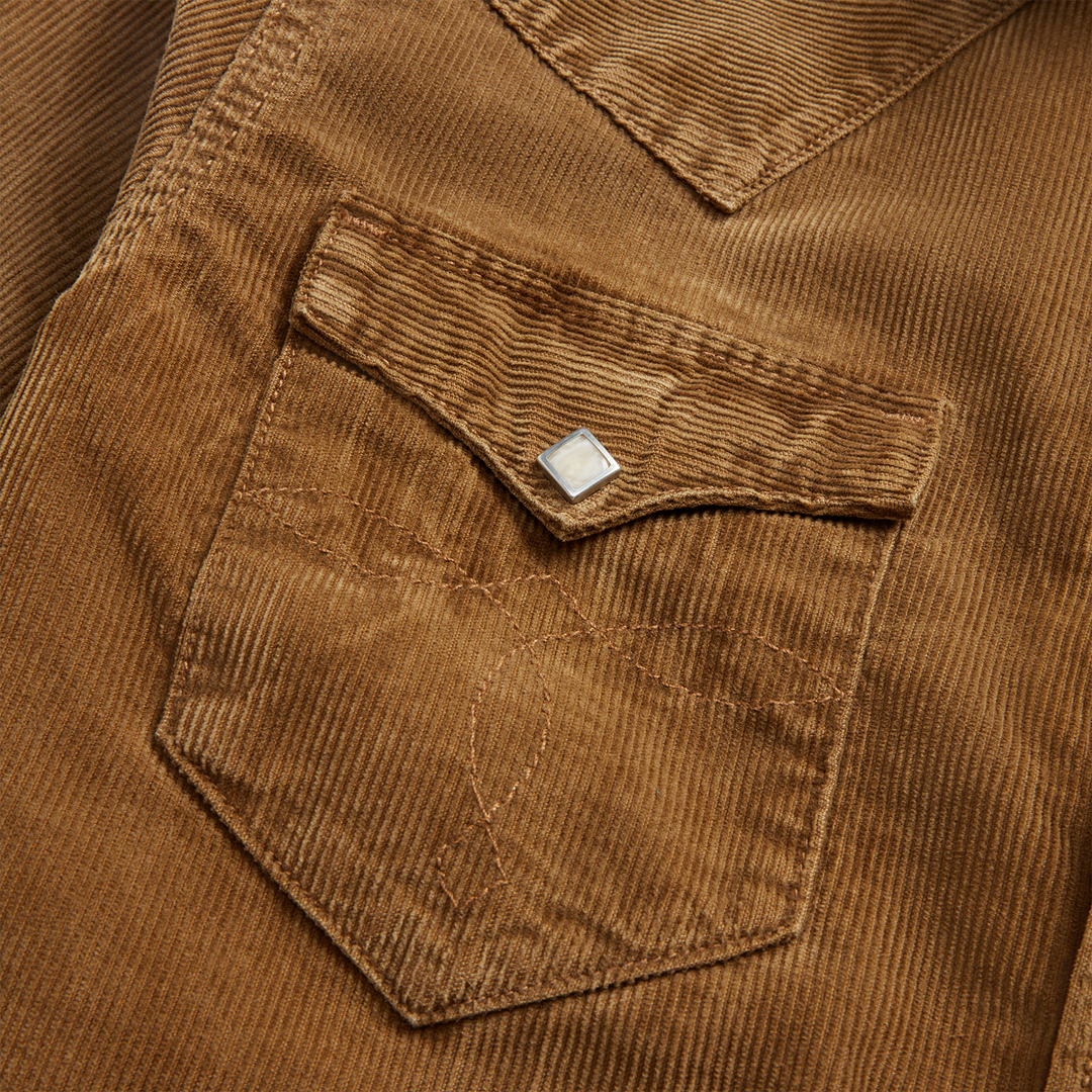 RRL Slim Fit Corduroy Western Shirt - Faded Tan