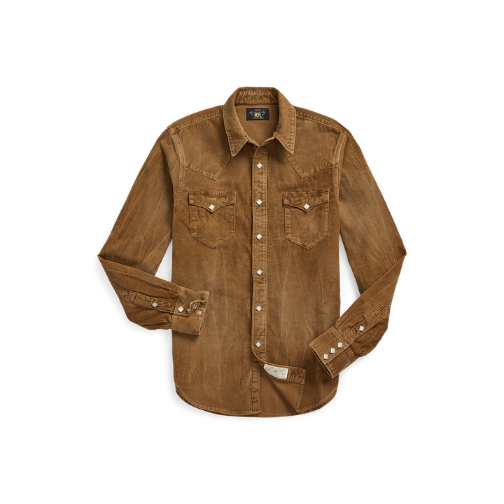 RRL Slim Fit Corduroy Western Shirt - Faded Tan