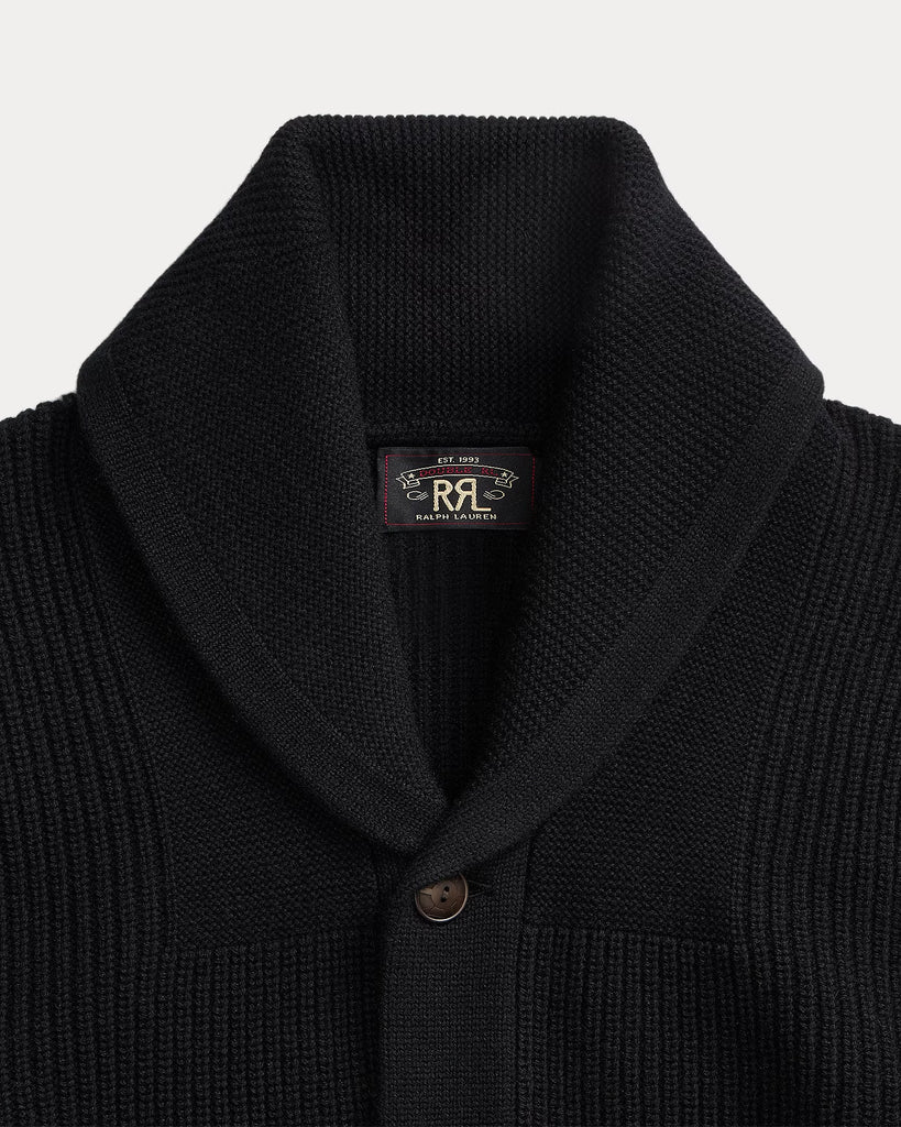 RRL Textured Cashmere Shawl-Collar Cardigan - Black