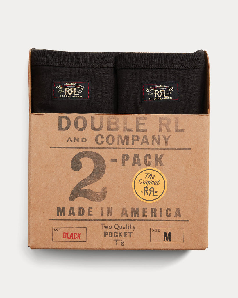 RRL Garment-Dyed Pocket T-Shirt 2-Pack - Black