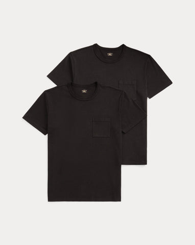 RRL Garment-Dyed Pocket T-Shirt 2-Pack - Black