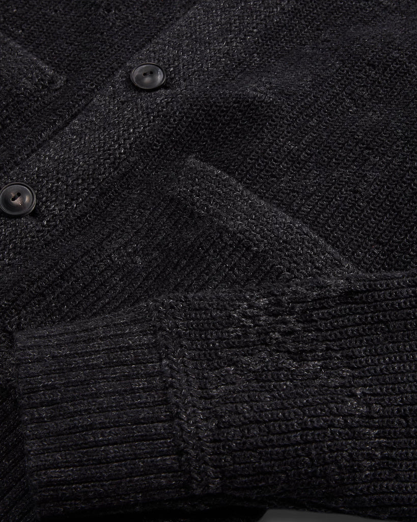 RRL Repaired Cotton Shawl-Collar Cardigan - Black
