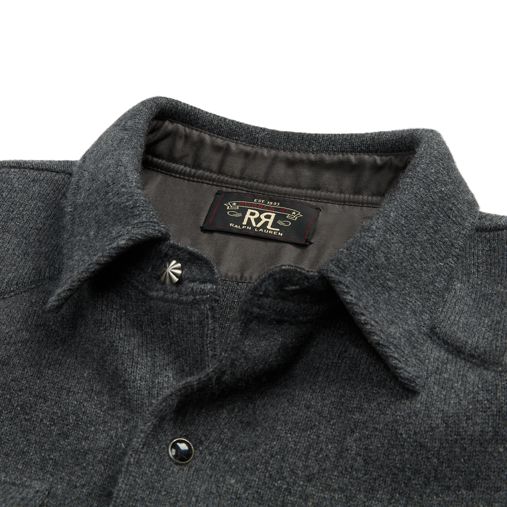 RRL Cashmere Western Sweater Shirt - Grey Heater