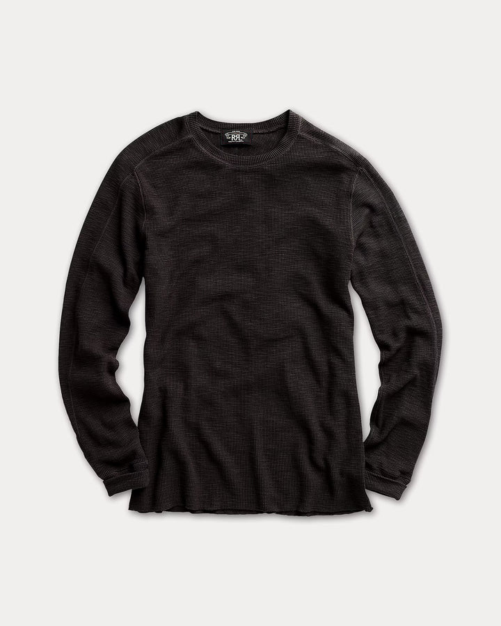 RRL Waffle-Knit Crewneck - Faded Black Canvas