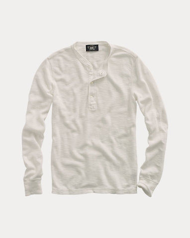 RRL Long-sleeve Textured Cotton Waffle Knit Henley - Paper White