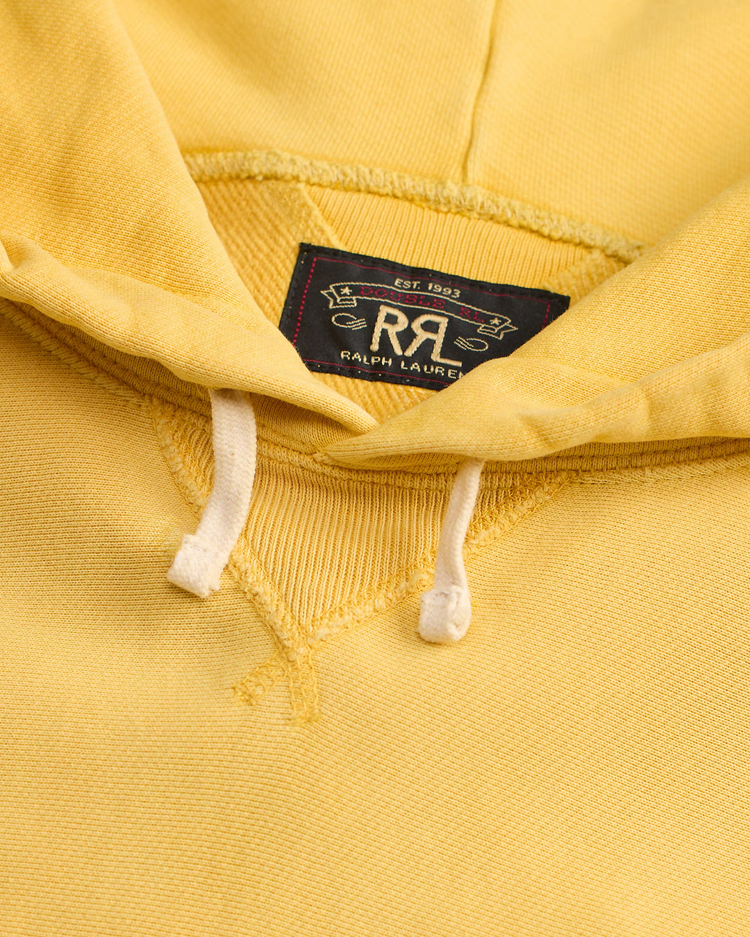 RRL Garment-Dyed Fleece Hoodie - Campus Yellow